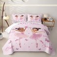 thumbnail image 1 of spefrowx Cute Ballet Girls Twin Quilt Set for Girls Boys, Pink Inspirational Bow Butterfly Twin Coverlet Set, 2-Piece, 1 of 7