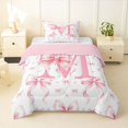 thumbnail image 1 of spefrowx Cute Bow Monogrammed Twin Comforter Sets for Kids, Pink Letter M Print Bedding Set, Pink Reversible, 2-Piece, 1 Comforter and 1 Pillowcase, 1 of 6