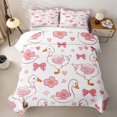 thumbnail image 1 of spefrowx Cute Cartoon Bow Duck Quilt King for Girls Boys, Pink Cherry Blossoms Flower King Coverlet Set, 3 Pieces, 1 of 7