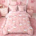 thumbnail image 1 of spefrowx Cute Farmhouse Duck Twin Bedding for Her, Pink Bow Butterfly Bedding Comforter Set, Pink Reversible, 7-Piece, 1 of 6