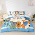 thumbnail image 1 of spefrowx Cute Line Art Summer Hibiscus Bedding for Kids GirlS, Striped Beach Ball Duvet Cover Full, Stars Reversible, 3 Pieces, 1 Duvet Cover and 2 Pillowcases, 1 of 6
