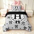 thumbnail image 1 of spefrowx Cute Monogram Bow Twin Comforter Sets for Teens, Princess Stripe Love Heart Bedding Set, Black Reversible, 2-Piece, 1 Comforter and 1 Pillowcase, 1 of 6