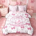 thumbnail image 1 of spefrowx Cute Pearl Shell Twin Bedding for Kids, Pink Princess Bow Coral Bedding Comforter Set, Pink Reversible, 7 Pieces, 1 of 6