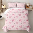 thumbnail image 1 of spefrowx Cute Pink Bow Bed Spread Queen for Girls Boys, Pink Cartoon Love Heart Queen Coverlet Set, 3 Pieces, 1 of 7