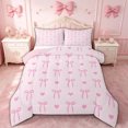 thumbnail image 1 of spefrowx Cute Pink Bow Heart Queen Comforter Set for Girls, Kawaii Knot Butterfly Comforter Sets Queen, Pink Reversible, 3-Piece, 1 Comforter and 2 Pillowcases, 1 of 6
