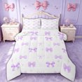 thumbnail image 1 of spefrowx Cute Polka Dot Bow Queen Comforter Set for Teens, Purple Cartoon Ribbon Comforter Sets Queen, Stars Reversible, 3-Piece, 1 Comforter and 2 Pillowcases, 1 of 6