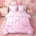 thumbnail image 1 of spefrowx Cute Princess Bowknot Twin Bedding, Pink Watercolor Sky Print Bedding Comforter Set, Pink Reversible, 7pcs, 1 of 6