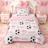 spefrowx Cute Soccer Word Twin Comforter Sets for Girls, Pink Princess ...