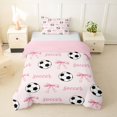 thumbnail image 1 of spefrowx Cute Soccer Word Twin Duvet Cover for Girls, Pink Princess Bow Twin Bedding, Pink Reversible, 2pcs, 1 Duvet Cover and 1 Pillowcase, 1 of 6