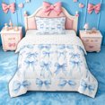 thumbnail image 1 of spefrowx Cute Watercolor Bow Twin Comforter Sets for Girls, Blue Plaid Ribbon Bedding Set, Reversible, 2pcs, 1 Comforter and 1 Pillowcase, 1 of 6