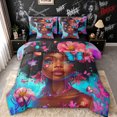 thumbnail image 1 of spefrowx Dreamy Black Princess Twin Bedding for Girls, Blue Pink Butterfly Flower Bedding Comforter Set, Black Reversible, 7pcs, 1 of 6