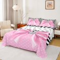 thumbnail image 1 of spefrowx Fashion Pink Bow King Sheets for Kids, Zebra Print Polka Dot Bedding, 4 Pieces, 1 Flat Sheet, 1 Fitted Sheet and 2 Pillowcases, 1 of 6
