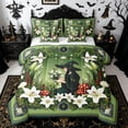 thumbnail image 1 of spefrowx Folk Green Lily Witch Twin Bedding for Women, Moss Mushroom Star Print Bedding Comforter Set, Reversible, 7 Pieces, 1 of 6
