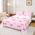 thumbnail image 1 of spefrowx Girly Pink Bow Print Queen Sheets for Teens, Kawaii Polka Dot Queen Sheet Sets, 4 Pieces, 1 Flat Sheet, 1 Fitted Sheet and 2 Pillowcases, 1 of 6