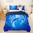 thumbnail image 1 of spefrowx Glitter Fantasy Dolphin Duvet Cover Queen for Adults, Dreamy Blue Underwater Bubble Queen Bedding, Navy Reversible, 3pcs, 1 Duvet Cover and 2 Pillowcases, 1 of 6