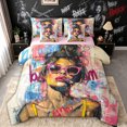 thumbnail image 1 of spefrowx Graffiti Abstract Girl Twin Bedding for Kids, Pink Sunglass Paint Splash Bedding Comforter Set, Pink Reversible, 7 Pieces, 1 of 6
