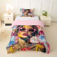 thumbnail image 1 of spefrowx Graffiti Abstract Girl Twin Duvet Cover for Kids, Pink Sunglass Paint Splash Twin Bedding, Pink Reversible, 2 Pieces, 1 Duvet Cover and 1 Pillowcase, 1 of 6