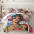 thumbnail image 1 of spefrowx Graffiti Abstract Girl Twin Quilt Set for Girls Boys, Pink Sunglass Paint Splash Twin Coverlet Set, 2 Pieces, 1 of 7
