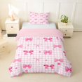 thumbnail image 1 of spefrowx Kawaii Pink Bow Gingham Twin Duvet Cover for Girls, Pink Checkered Dot Twin Bedding, Pink Reversible, 2pcs, 1 Duvet Cover and 1 Pillowcase, 1 of 6
