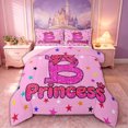 thumbnail image 1 of spefrowx Kawaii Princess Initial B Queen Comforter Set for Girls, Pink Sequin Print Ribbon Comforter Sets Queen, Pink Reversible, 3 Pieces, 1 Comforter and 2 Pillowcases, 1 of 6