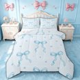 thumbnail image 1 of spefrowx Kawaii Sketch Bowknot Queen Comforter Set, Cartoon Blue Love Heart Star Comforter Sets Queen, Stars Reversible, 3 Pieces, 1 Comforter and 2 Pillowcases, 1 of 6