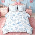 thumbnail image 1 of spefrowx Nautical Shell Starfish Queen Bedding for Kids, Blue Bow Style Bedding Comforter Set Queen, Stars Reversible, 7-Piece, 1 of 6