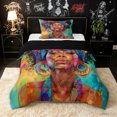 thumbnail image 1 of spefrowx Paint Black Woman Twin Comforter Sets for Girl, Boho Vibrant Butterfly Bedding Set, Black Reversible, 2pcs, 1 Comforter and 1 Pillowcase, 1 of 6