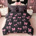thumbnail image 1 of spefrowx Pink Leopard Print Bow Twin Bedding for Girls, Fashion Wildlife Print Bedding Comforter Set, Black Reversible, 7-Piece, 1 of 6