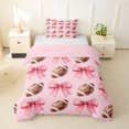 thumbnail image 1 of spefrowx Pink Watercolor Bow Twin Duvet Cover for Girls, Rugby Football Sports Twin Bedding, Pink Reversible, 2 Pieces, 1 Duvet Cover and 1 Pillowcase, 1 of 6