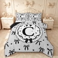 thumbnail image 1 of spefrowx Princess Bow Letter C Queen Comforter Set for Kids, Black White Stripe Heart Comforter Sets Queen, Black Reversible, 3-Piece, 1 Comforter and 2 Pillowcases, 1 of 6
