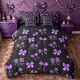 thumbnail image 1 of spefrowx Purple Leopard Print Bow Queen Bedding for Teens, Fashion Wildlife Print Bedding Comforter Set Queen, Black Reversible, 7pcs, 1 of 6