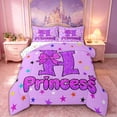thumbnail image 1 of spefrowx Purple Monogrammed Queen Comforter Set for Teens, Dreamy Princess Stars Comforter Sets Queen, Stars Reversible, 3 Pieces, 1 Comforter and 2 Pillowcases, 1 of 6