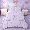 thumbnail image 1 of spefrowx Purple Princess Bowknot Queen Comforter Set, Cartoon Love Heart Star Print Comforter Sets Queen, Stars Reversible, 3pcs, 1 Comforter and 2 Pillowcases, 1 of 6