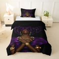 thumbnail image 1 of spefrowx Purple Rose Black Woman Twin Duvet Cover for Girl, Modern Fashion Style Twin Bedding, Black Reversible, 2-Piece, 1 Duvet Cover and 1 Pillowcase, 1 of 6