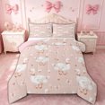thumbnail image 1 of spefrowx Rustic Bowknot Goose Full Size Comforter Sets for Girls, Pink Bow Butterfly Bedding Comforter Set, Pink Reversible, 3pcs, 1 Comforter and 2 Pillowcases, 1 of 6