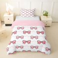 thumbnail image 1 of spefrowx Simple Pink Bow Twin Duvet Cover for Kids, Wavy Line Stripe Twin Bedding, Pink Reversible, 2pcs, 1 Duvet Cover and 1 Pillowcase, 1 of 6