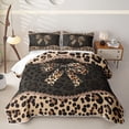 thumbnail image 1 of spefrowx Sparkle Cheetah Print Bow Twin Quilt Set for Women, Brown Black Rhinestone Twin Coverlet Set, 2-Piece, 1 of 7
