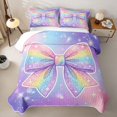 thumbnail image 1 of spefrowx Sparkly Rainbow Bow Twin Quilt Set for Teens, Dreamy Glitter Star Print Twin Coverlet Set, 2-Piece, 1 of 7