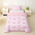thumbnail image 1 of spefrowx Watercolor Art Bow Twin Duvet Cover for Girls, Pink White Stripe Twin Bedding, Pink Reversible, 2-Piece, 1 Duvet Cover and 1 Pillowcase, 1 of 6