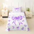 thumbnail image 1 of spefrowx Watercolor Butterfly Bow Twin Sheets for Teens, Purple Girl Love Bows Quote Bedding, 3 Pieces, 1 Flat Sheet, 1 Fitted Sheet and 1 Pillowcase, 1 of 6
