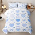 thumbnail image 1 of spefrowx Watercolor Love Heart Bed Spread Queen for Girls Boys, Blue Princess Bowknot Queen Coverlet Set, 3-Piece, 1 of 7
