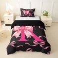 thumbnail image 1 of spefrowx Watercolor Pink Bow Print Twin Duvet Cover for Girls, Black Monogram Letter K Twin Bedding, Black Reversible, 2 Pieces, 1 Duvet Cover and 1 Pillowcase, 1 of 6