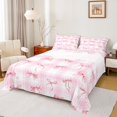 thumbnail image 1 of spefrowx Watercolor Plaid Bow King Sheets for Girls, Pink Gingham Ribbon Bedding, 4pcs, 1 Flat Sheet, 1 Fitted Sheet and 2 Pillowcases, 1 of 6