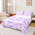 thumbnail image 1 of spefrowx Watercolor Princess Bow Bed Sheets for Kids, Purple Plaid Buffalo Full Size Sheets, 4-Piece, 1 Flat Sheet, 1 Fitted Sheet and 2 Pillowcases, 1 of 6