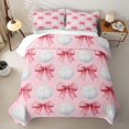 thumbnail image 1 of spefrowx Watercolor Ribbon Volleyball Quilt King for Girls, Pink Bow Sports King Coverlet Set, 3 Pieces, 1 of 7