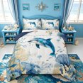 thumbnail image 1 of spefrowx Watercolor Sea Dolphin Full Size Comforter Sets for Kids, Blue Jellyfish Reef Bedding Comforter Set, Navy Reversible, 3pcs, 1 Comforter and 2 Pillowcases, 1 of 6