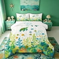 thumbnail image 1 of spefrowx Watercolor Sea Turtle Queen Comforter Set for Kids, Green Seaweed Sealife Comforter Sets Queen, 3-Piece, 1 Comforter and 2 Pillowcases, 1 of 6