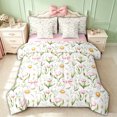 thumbnail image 1 of spefrowx Watercolor Spring Floral Queen Bedding for Girls, Pink Green Bow Tulip Bedding Comforter Set Queen, Pink Reversible, 7-Piece, 1 of 6