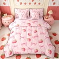 thumbnail image 1 of spefrowx Watercolor Strawberry Bow Print Twin Bedding for Teens, Blush Pink Fruit Bedding Comforter Set, Pink Reversible, 7-Piece, 1 of 6