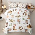 thumbnail image 1 of spefrowx Watercolor Western Cowboy Quilt King for Girls Women, Boho Floral Boot Hat King Coverlet Set, 3pcs, 1 of 7